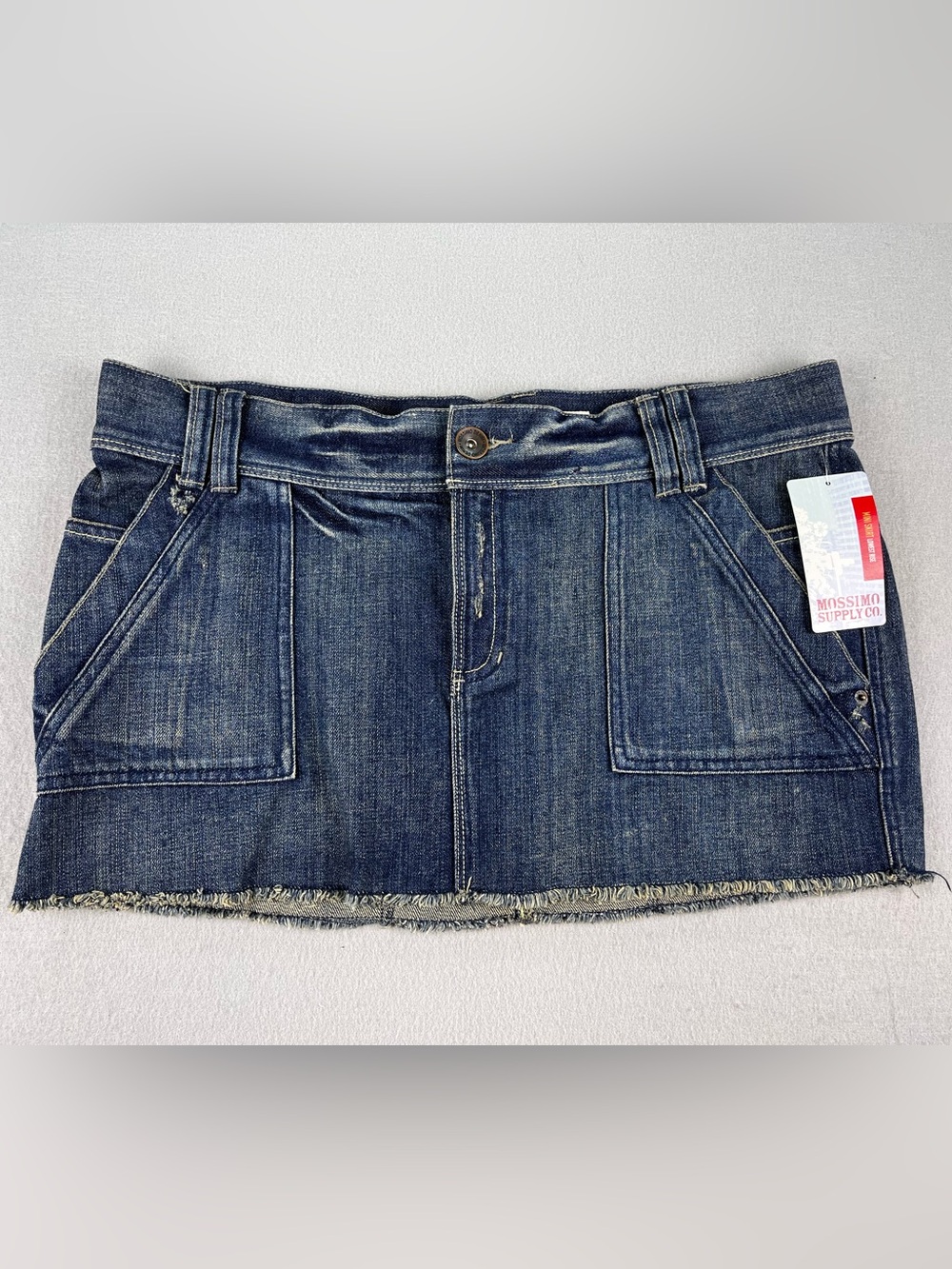 Vintage Y2K Mossimo Lowest Rise sz 15 Juniors Womens Blue Jeans Denim Mini Skirt